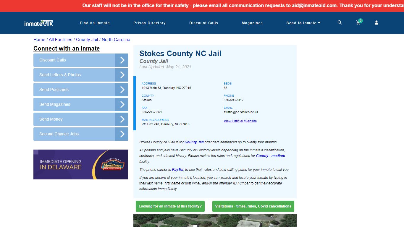 Stokes County NC Jail - Inmate Locator - Danbury, NC