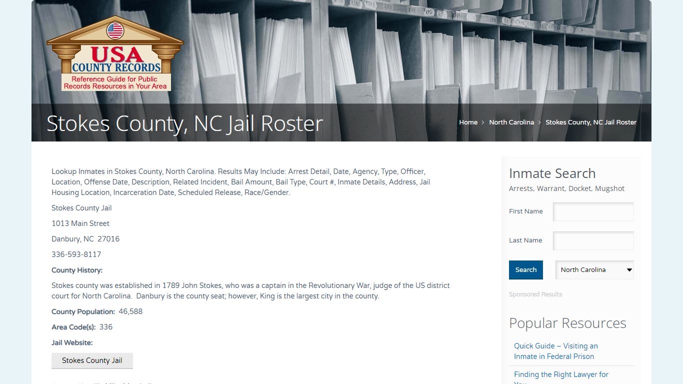 Stokes County, NC Jail Roster | Name Search